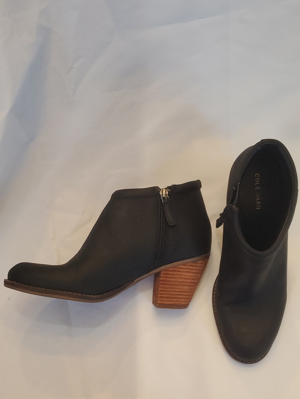 Cole Haan Black Leather Grand OS Prynne Women's Ankle Booties Shoes 8.5